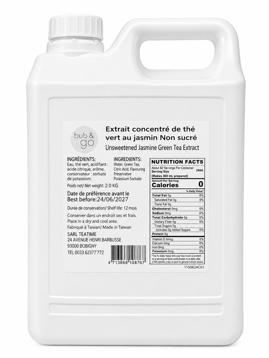 Extrait de Thé Vert au Jasmin Sans Sucre – Sirop Concentré 2 kg